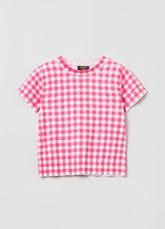 Ovs Kids Girl Jersey T-Shirt With Gingham Pattern